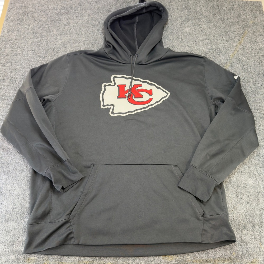 Nike Kansas City Chiefs Therma-FIT Hoodie Sweatshirt Gray Size 3XL